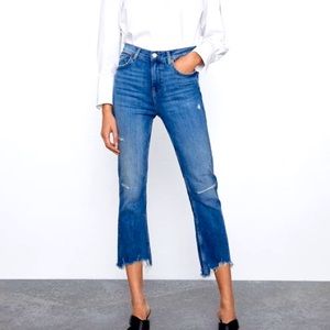 Zara Bootcut Cropped Vintage Blue Jeans